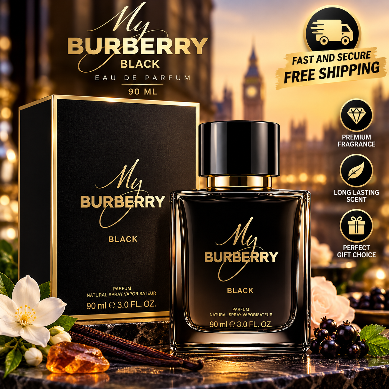 Burberry My Burberry Black Parfum 90ml Spray for Women – Luxury Fragrance