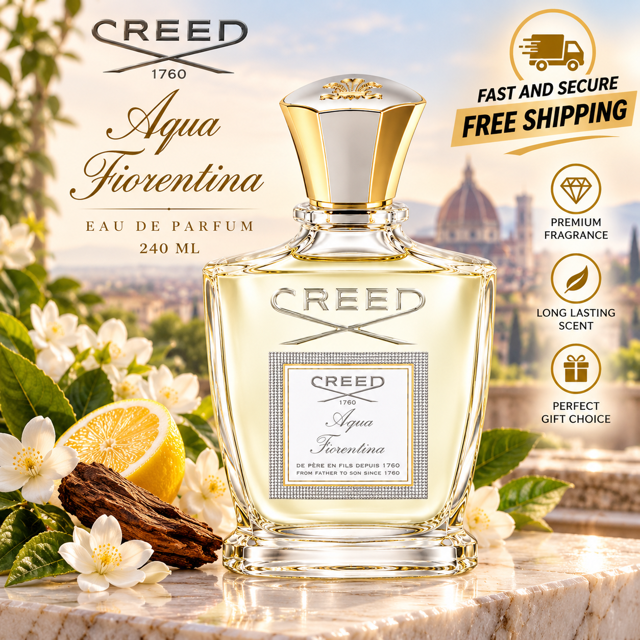 Creed Acqua Fiorentina Eau de Parfum 240ml – Luxury Unisex Fragrance Spray