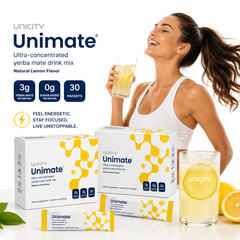 Unicity Unimate® Ultra-Concentrated Yerba Mate Drink Mix – Natural Lemon Flavor | 30 Stick Packs